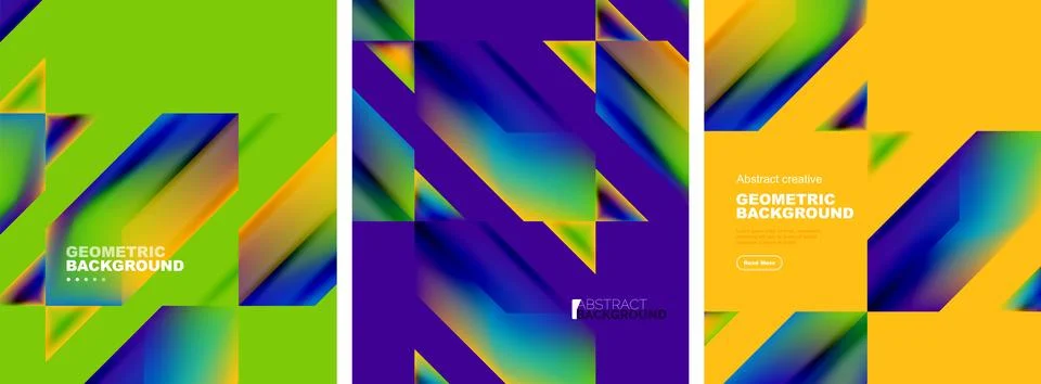 Set of abstract backgrounds. Overlapping geometric elements composition. Vector Stock Illustration