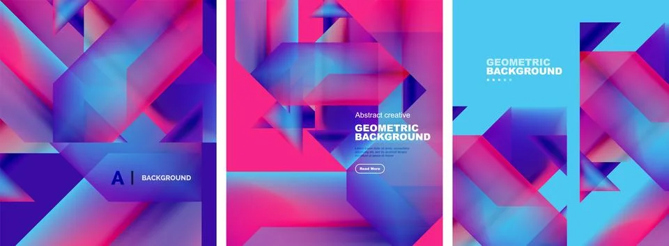 Set of abstract backgrounds. Overlapping geometric elements composition. Vector Stock Illustration