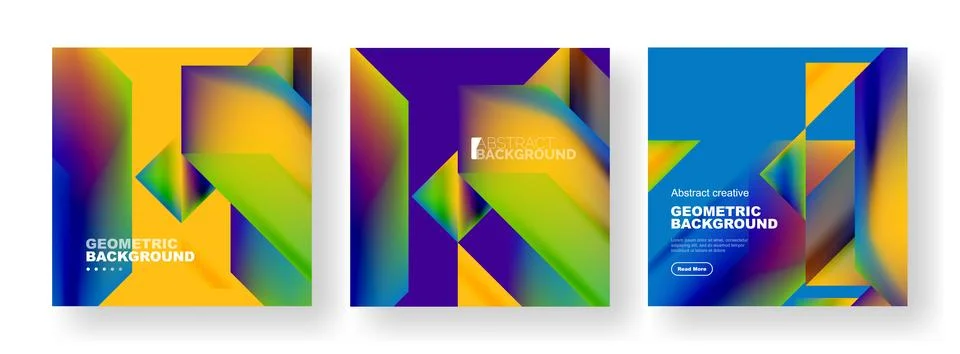 Set of abstract backgrounds. Overlapping geometric elements composition. Vector Stock Illustration