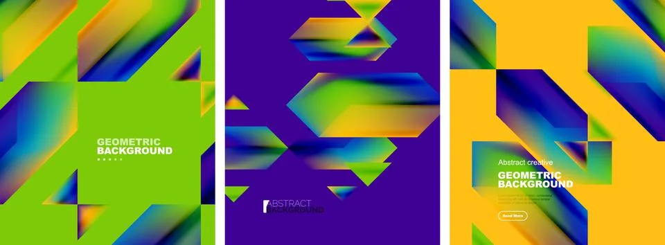 Set of abstract backgrounds. Overlapping geometric elements composition. Vector Illustrazione stock