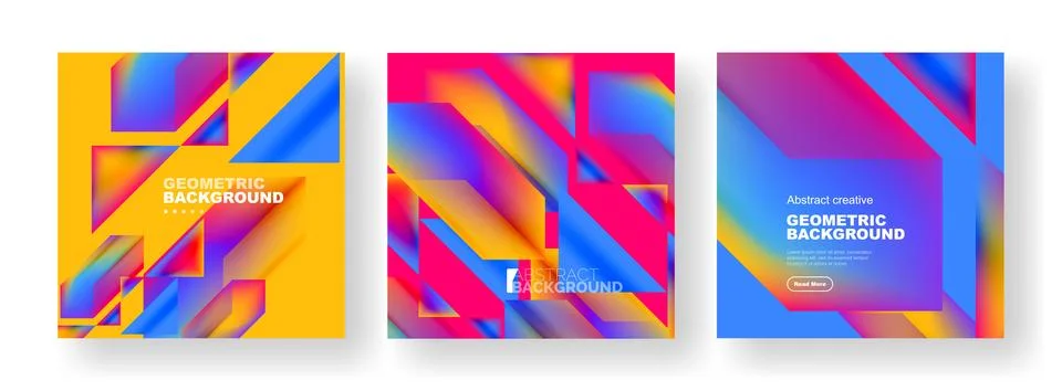 Set of abstract backgrounds. Overlapping geometric elements composition. Vector Illustrazione stock