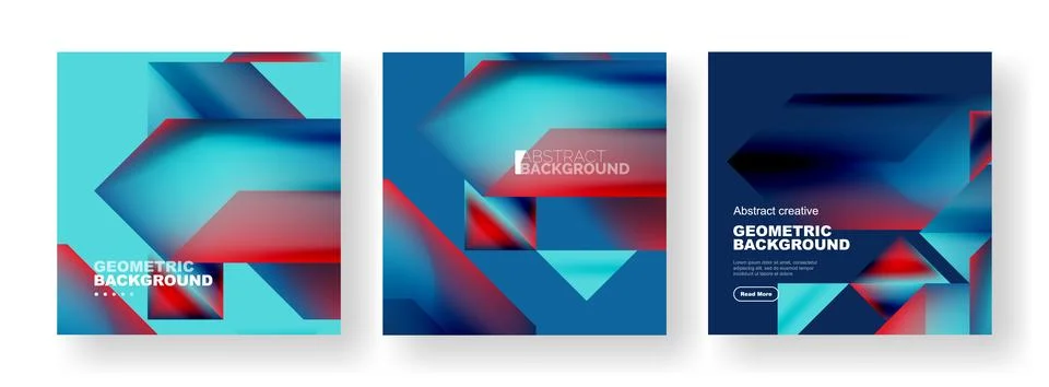 Set of abstract backgrounds. Overlapping geometric elements composition. Vector Illustrazione stock