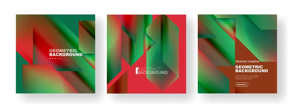 Set of abstract backgrounds. Overlapping geometric elements composition. Vector Illustrazione stock