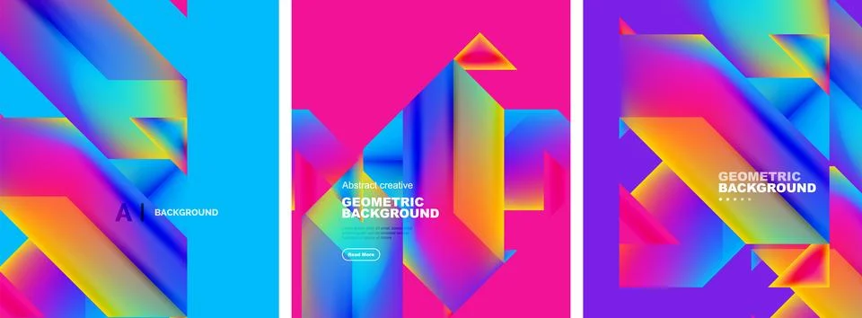 Set of abstract backgrounds. Overlapping geometric elements composition. Vector 스톡 일러스트