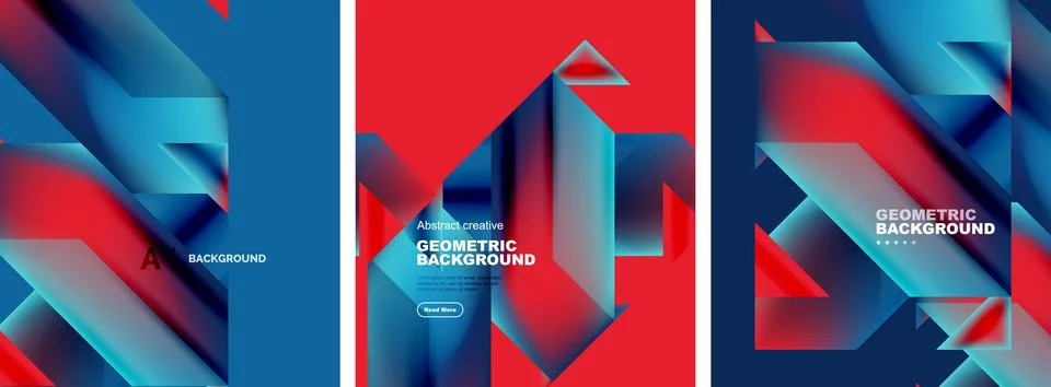 Set of abstract backgrounds. Overlapping geometric elements composition. Vector Illustrazione stock