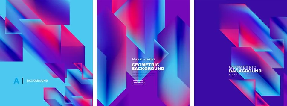 Set of abstract backgrounds. Overlapping geometric elements composition. Vector Illustrazione stock