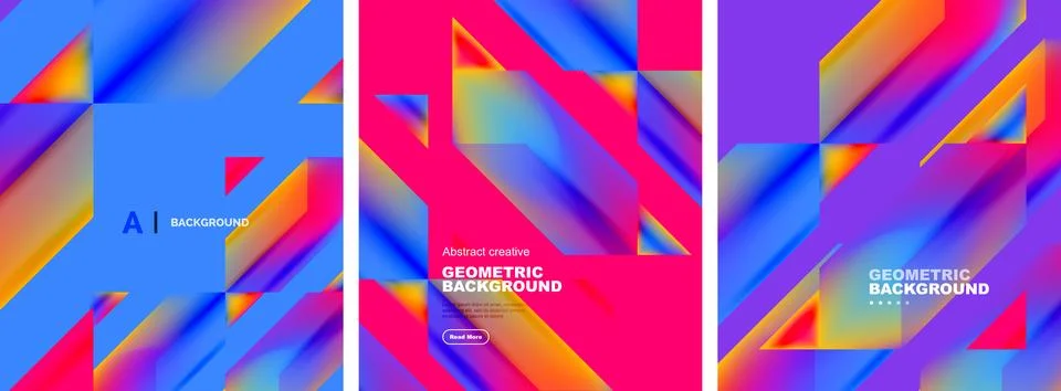 Set of abstract backgrounds. Overlapping geometric elements composition. Vector Stock Illustration