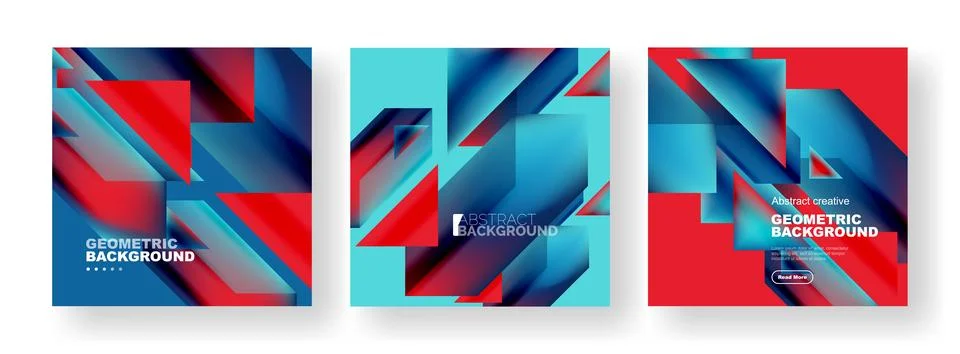 Set of abstract backgrounds. Overlapping geometric elements composition. Vector Stock Illustration