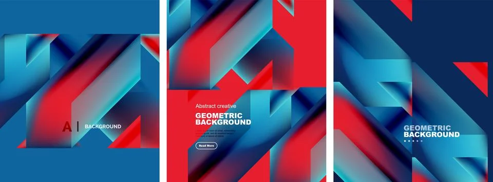 Set of abstract backgrounds. Overlapping geometric elements composition. Vector Illustrazione stock