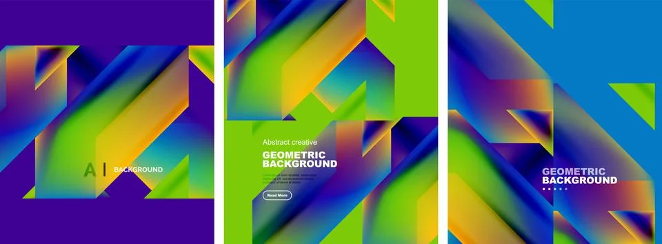 Set of abstract backgrounds. Overlapping geometric elements composition. Vector 스톡 일러스트
