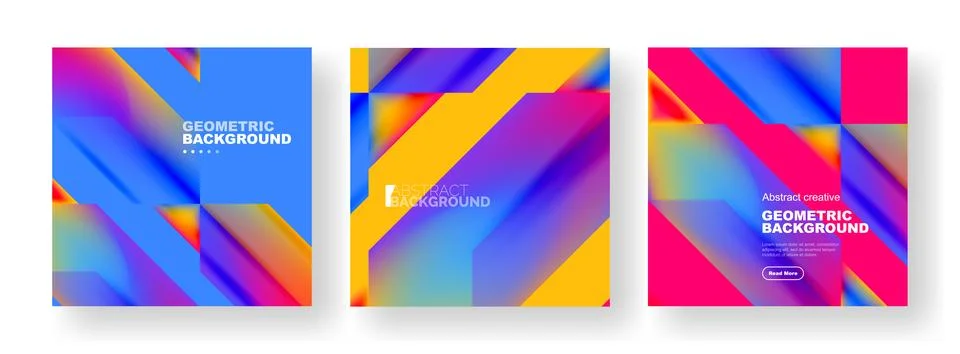 Set of abstract backgrounds. Overlapping geometric elements composition. Vector Illustrazione stock