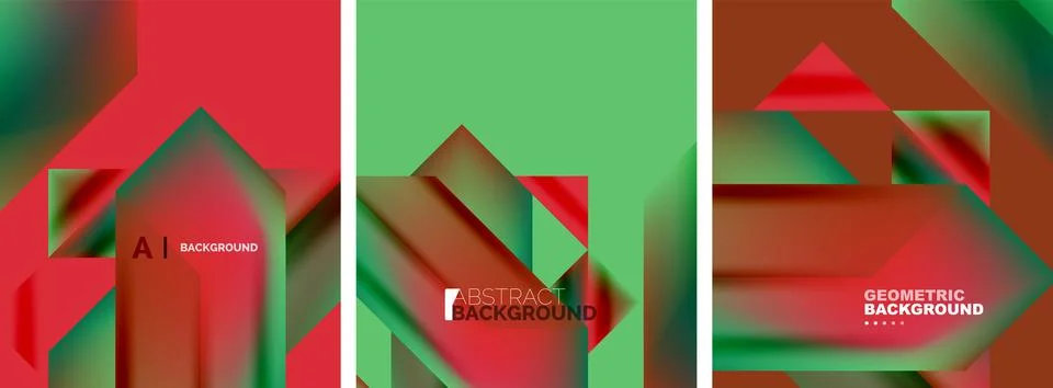 Set of abstract backgrounds. Overlapping geometric elements composition. Vector Illustrazione stock