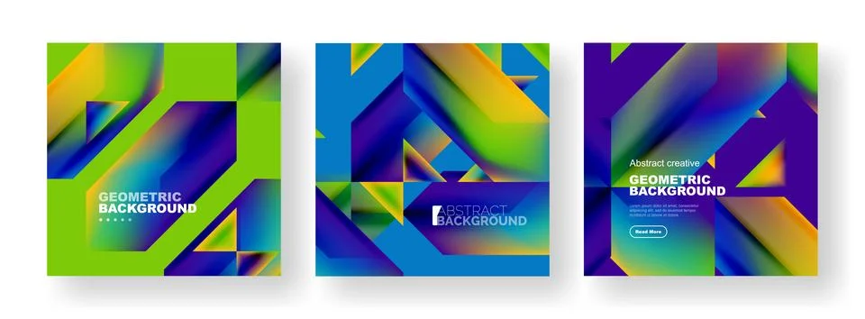 Set of abstract backgrounds. Overlapping geometric elements composition. Vector Illustrazione stock