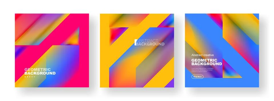 Set of abstract backgrounds. Overlapping geometric elements composition. Vector Illustrazione stock