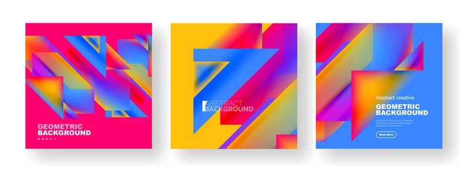 Set of abstract backgrounds. Overlapping geometric elements composition. Vector Illustrazione stock