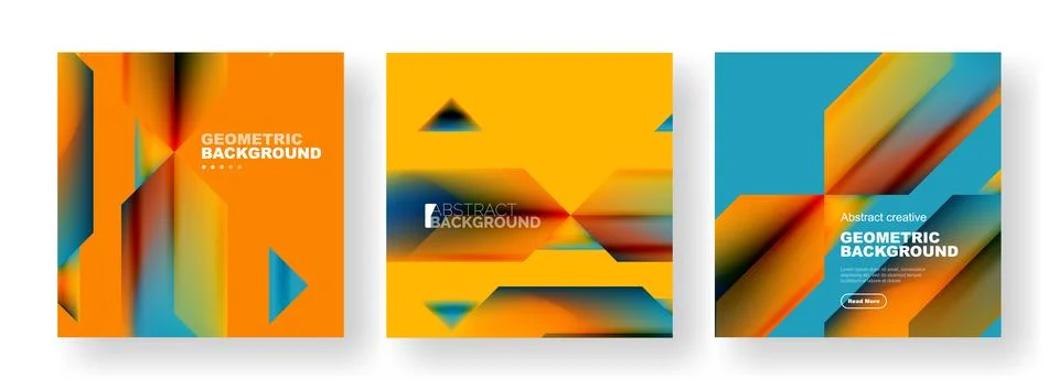 Set of abstract backgrounds. Overlapping geometric elements composition. Vector Stock Illustration