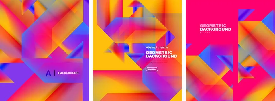 Set of abstract backgrounds. Overlapping geometric elements composition. Vector Stock Illustration