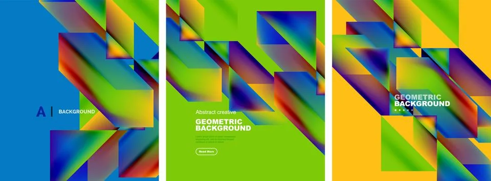 Set of abstract backgrounds. Overlapping geometric elements composition. Vector イラスト素材
