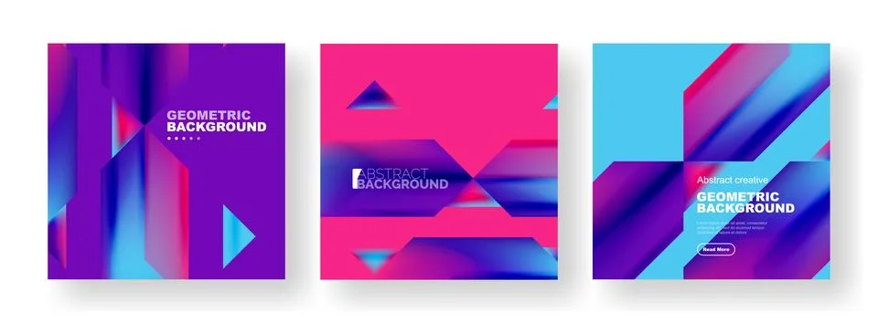 Set of abstract backgrounds. Overlapping geometric elements composition. Vector 스톡 일러스트