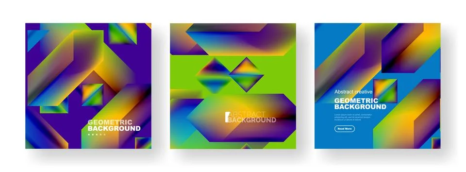Set of abstract backgrounds. Overlapping geometric elements composition. Vector 스톡 일러스트