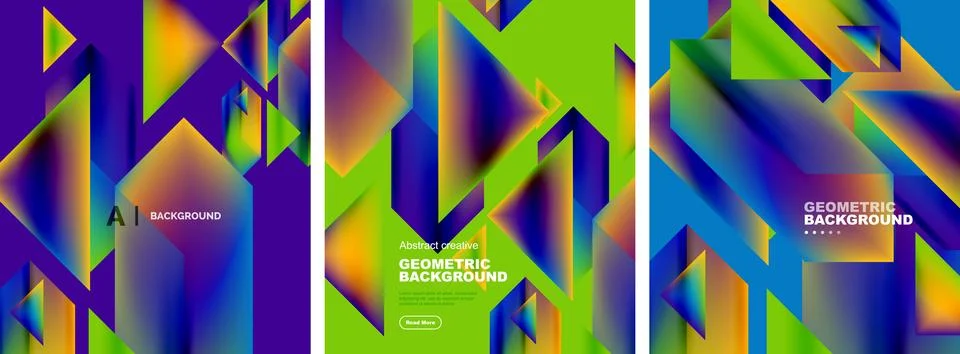 Set of abstract backgrounds. Overlapping geometric elements composition. Vector 스톡 일러스트