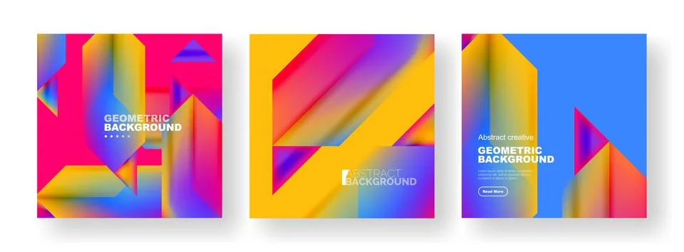 Set of abstract backgrounds. Overlapping geometric elements composition. Vector 스톡 일러스트