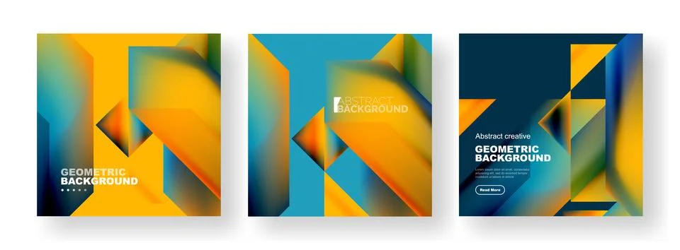 Set of abstract backgrounds. Overlapping geometric elements composition. Vector 스톡 일러스트