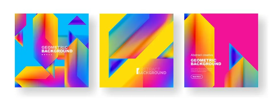 Set of abstract backgrounds. Overlapping geometric elements composition. Vector Stock Illustration