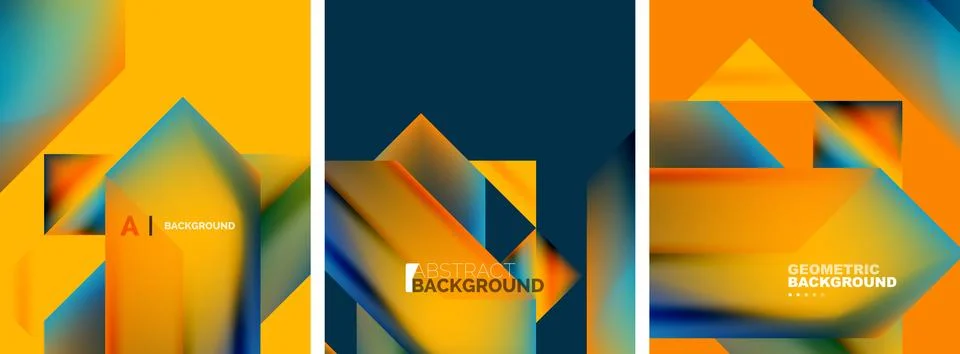 Set of abstract backgrounds. Overlapping geometric elements composition. Vector Illustrazione stock