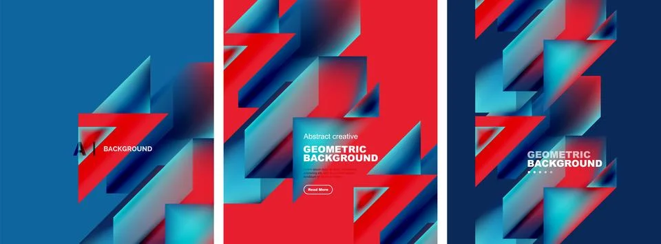 Set of abstract backgrounds. Overlapping geometric elements composition. Vector Illustrazione stock