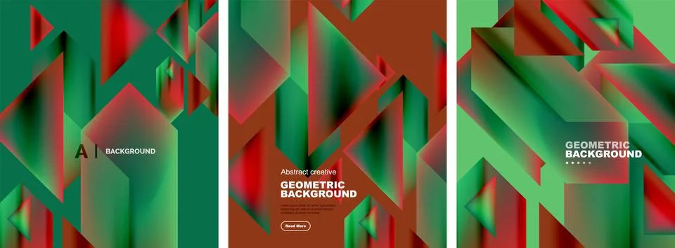 Set of abstract backgrounds. Overlapping geometric elements composition. Vector 스톡 일러스트