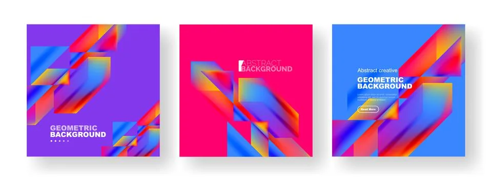 Set of abstract backgrounds. Overlapping geometric elements composition. Vector Stock Illustration