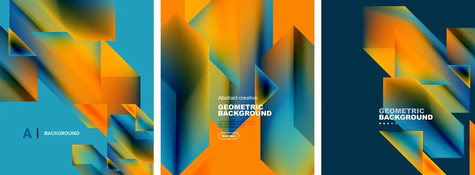 Set of abstract backgrounds. Overlapping geometric elements composition. Vector Stock Illustration