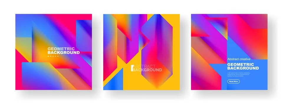Set of abstract backgrounds. Overlapping geometric elements composition. Vector Stock Illustration