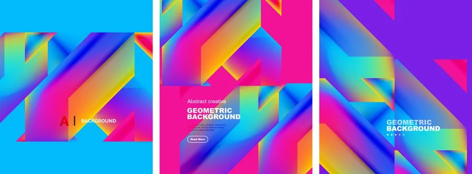 Set of abstract backgrounds. Overlapping geometric elements composition. Vector Stock Illustration