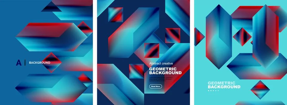 Set of abstract backgrounds. Overlapping geometric elements composition. Vector Illustrazione stock