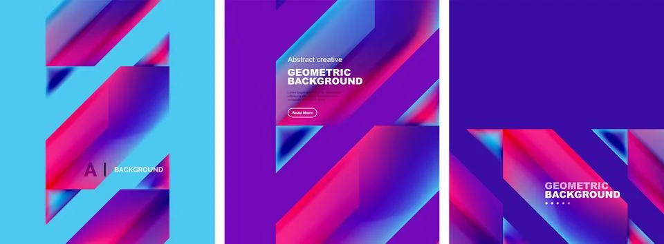 Set of abstract backgrounds. Overlapping geometric elements composition. Vector イラスト素材