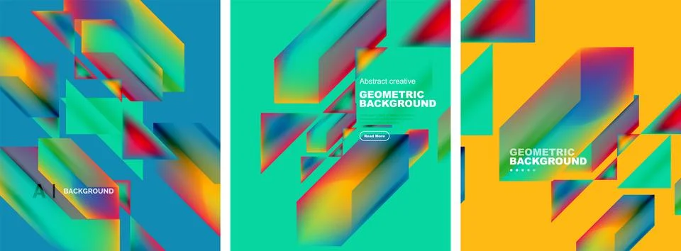 Set of abstract backgrounds. Overlapping geometric elements composition. Vector Illustrazione stock