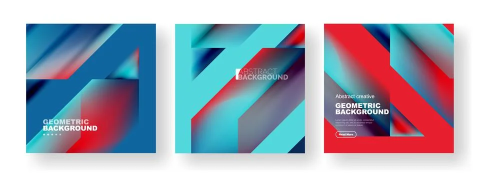 Set of abstract backgrounds. Overlapping geometric elements composition. Vector 스톡 일러스트
