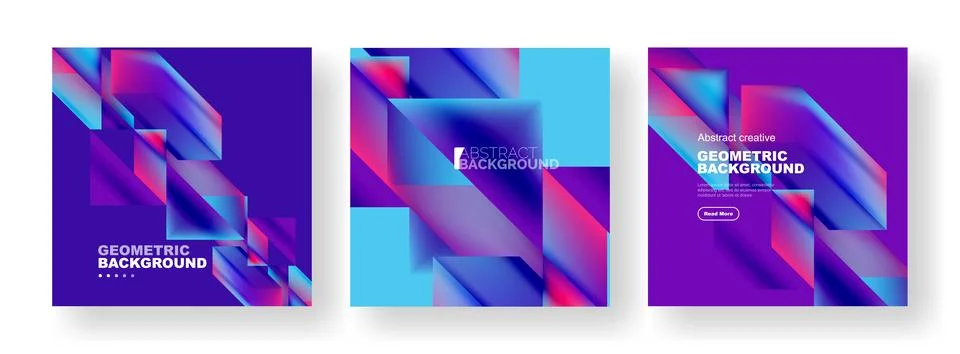 Set of abstract backgrounds. Overlapping geometric elements composition. Vector Illustrazione stock