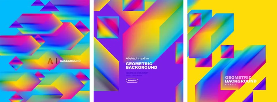 Set of abstract backgrounds. Overlapping geometric elements composition. Vector Stock Illustration