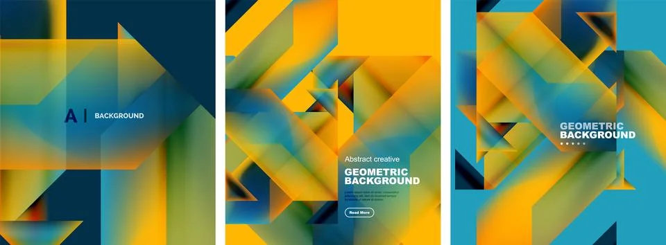 Set of abstract backgrounds. Overlapping geometric elements composition. Vector 스톡 일러스트