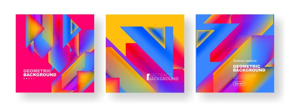 Set of abstract backgrounds. Overlapping geometric elements composition. Vector Stock Illustration