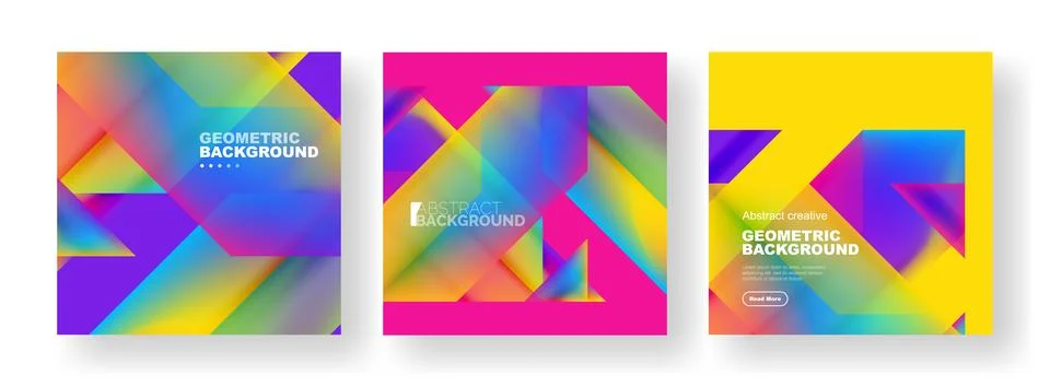 Set of abstract backgrounds. Overlapping geometric elements composition. Vector Stock Illustration