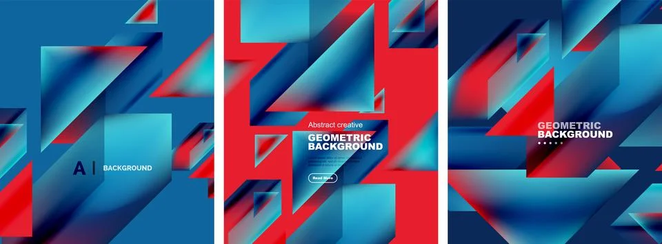 Set of abstract backgrounds. Overlapping geometric elements composition. Vector Stock Illustration
