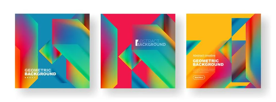 Set of abstract backgrounds. Overlapping geometric elements composition. Vector 스톡 일러스트