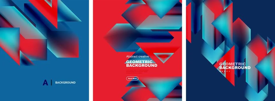 Set of abstract backgrounds. Overlapping geometric elements composition. Vector Stock Illustration