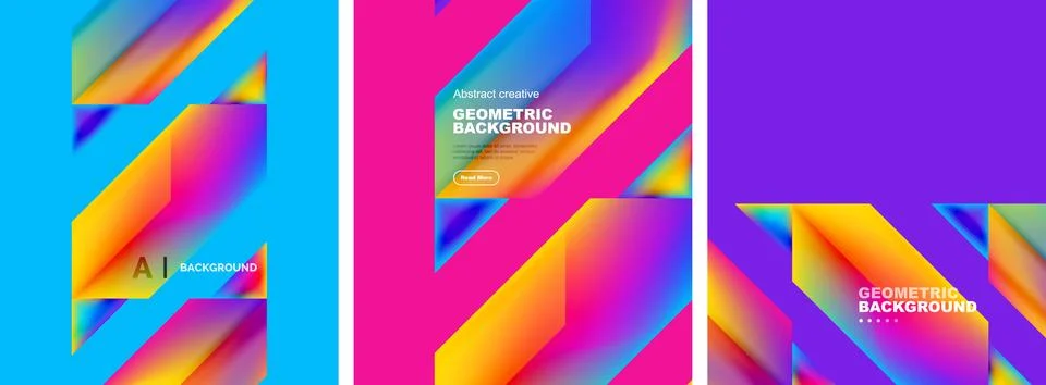 Set of abstract backgrounds. Overlapping geometric elements composition. Vector Illustrazione stock