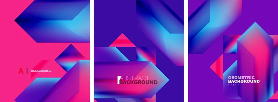 Set of abstract backgrounds. Overlapping geometric elements composition. Vector 스톡 일러스트