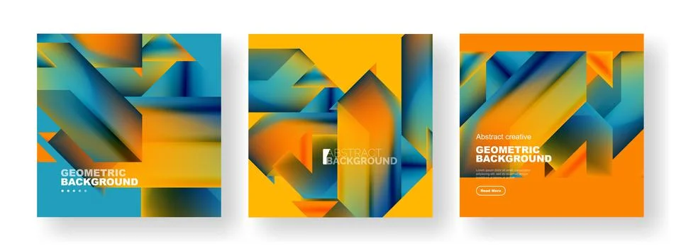 Set of abstract backgrounds. Overlapping geometric elements composition. Vector 스톡 일러스트